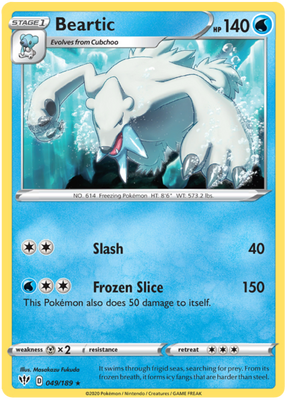 <transcy>Pokemon Card Darkness Alaze 49/189 049/189 Beartic Rare</transcy>