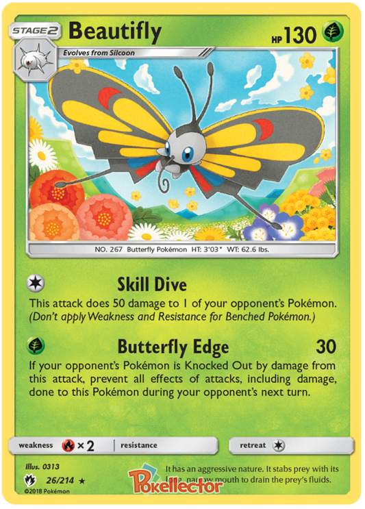 Pokemon Card Lost Thunder 26/214 026/214 Beautifly Rare *MINT*