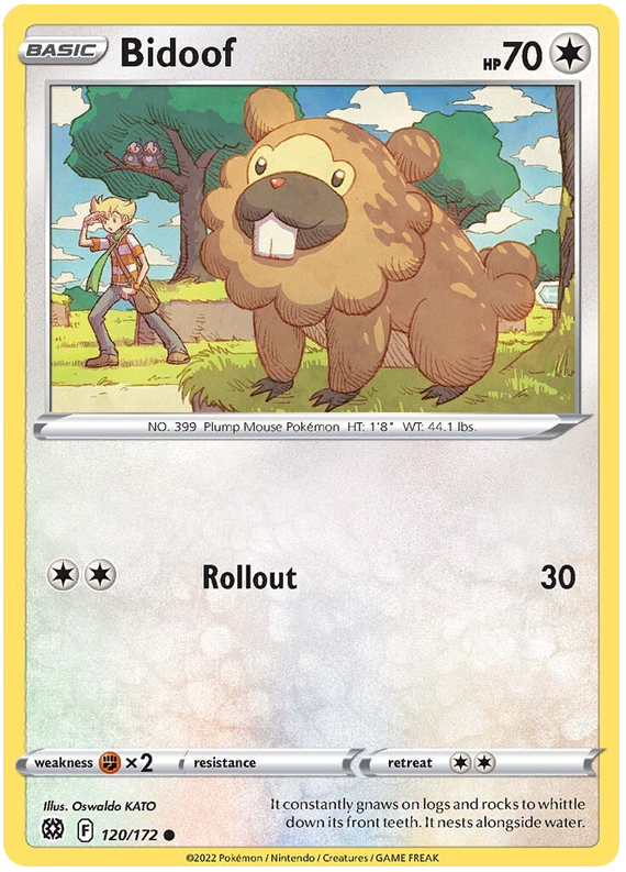 Pokemon Card Brilliant Stars 120/172 Bidoof Common