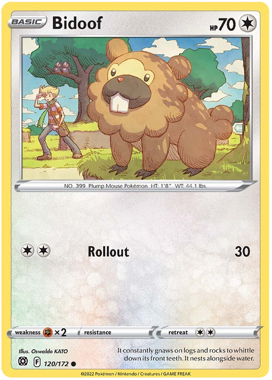 Pokemon Card Brilliant Stars 120/172 Bidoof Common