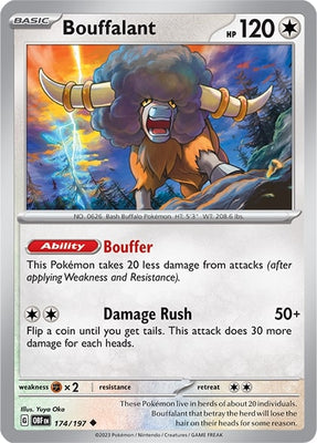 Pokemon Card Obsidian Flames 174/197 Bouffalant Uncommon *MINT*