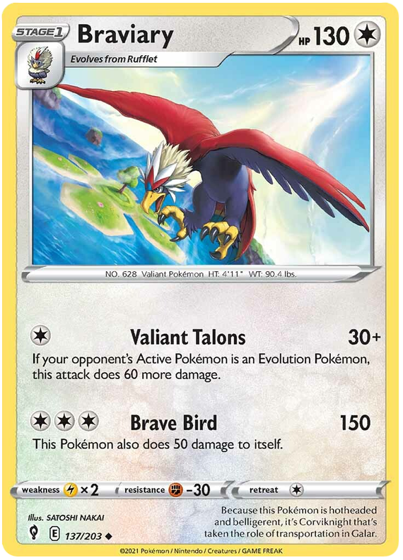 Pokemon Card Evolving Skies 137/203 137/203 Braviary Uncommon