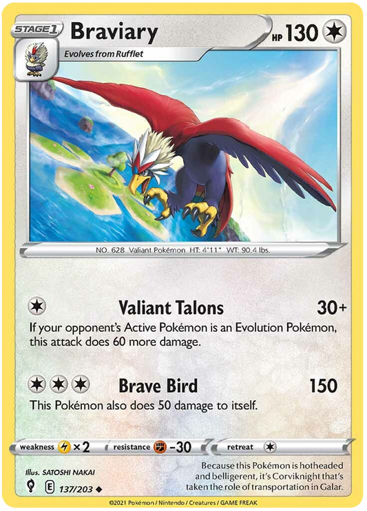 Pokemon Card Evolving Skies 137/203 137/203 Braviary Uncommon