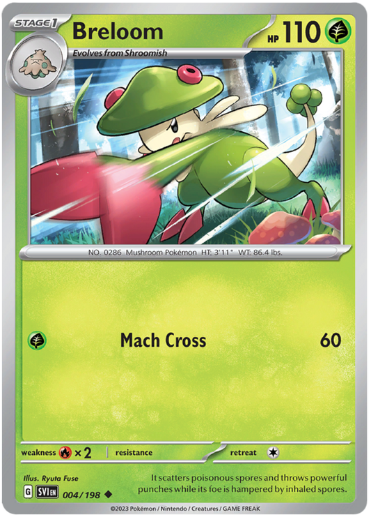 Pokemon Card Scarlet & Violet 004/198 4/198 Breloom Uncommon *MINT*