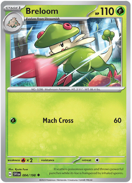 Pokemon Card Scarlet & Violet 004/198 4/198 Breloom Uncommon *MINT*