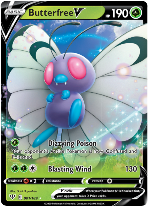 Pokemon Card Darkness Ablaze 1/189 001/189 Butterfree V Ultra Rare *M*