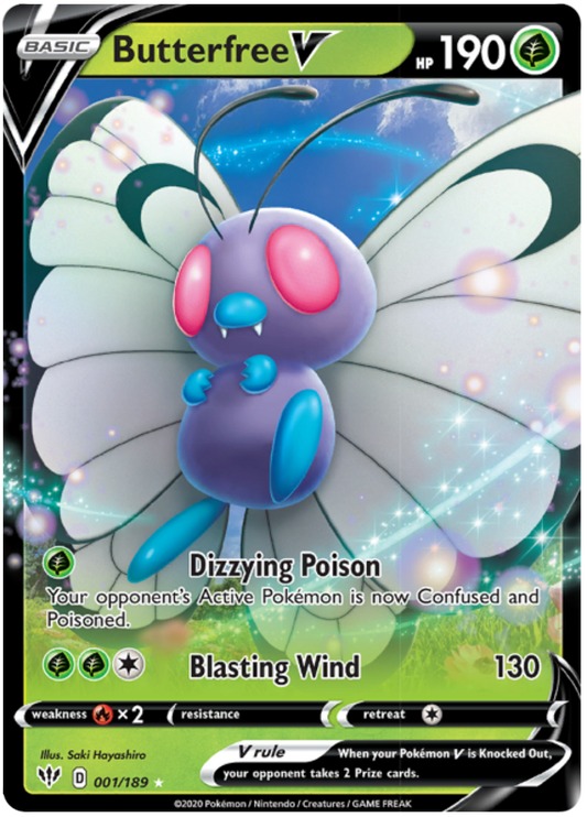 Pokemon Card Darkness Ablaze 1/189 001/189 Butterfree V Ultra Rare *M*