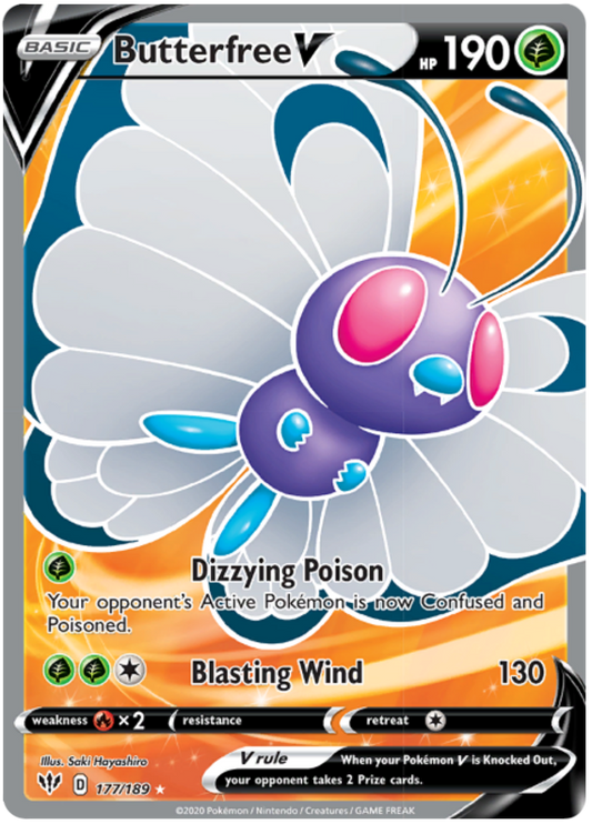 (S) Pokemon Card Darkness Ablaze 177/189 177/189 Butterfree V Full Art *M*