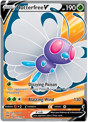 <transcy>Pokemon Card Darkness Alaze 177/189 177/189 Butterfree V Full Art</transcy>