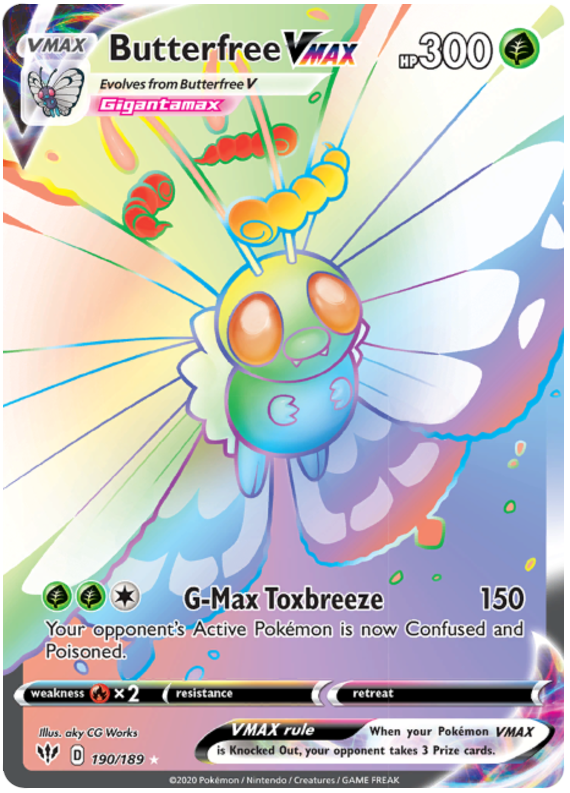 <transcy>Pokemon Card Darkness Ablaze 190/189 190/189 Butterfree VMAX Rainbow Rare</transcy>