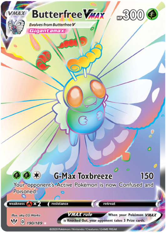 <transcy>بطاقة Pokemon Darkness Ablaze 190/189190/189 Butterfree VMAX Rainbow Rare</transcy>