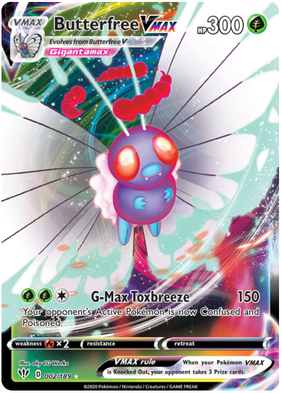 <transcy>Pokemon Card Darkness Ablaze 2/189 002/189 Butterfree VMAX Ultra Rare</transcy>