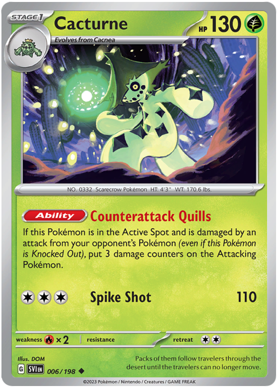 Pokemon Card Scarlet & Violet 006/198 6/198 Cacturne Uncommon *MINT*