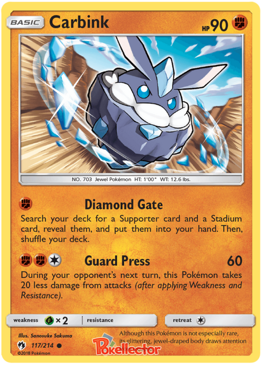 Pokemon Card Lost Thunder 117/214 Carbink Common *MINT*