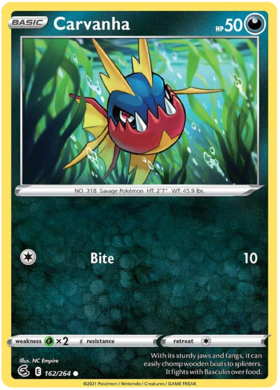 Pokemon Card Fusion Strike 162/264 Carvanha Common