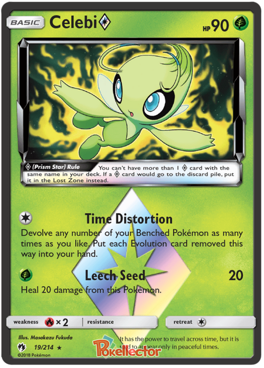 Pokemon Card Lost Thunder 19/214 019/214 Celebi Prism Star Prism Rare *MINT*