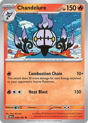 Pokemon Card Obsidian Flames 038/197 38/197 Chandelure Uncommon *MINT*