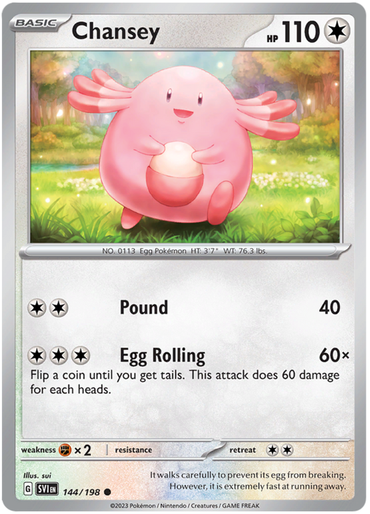 Pokemon Card Scarlet & Violet 144/198 Chansey Common *MINT*