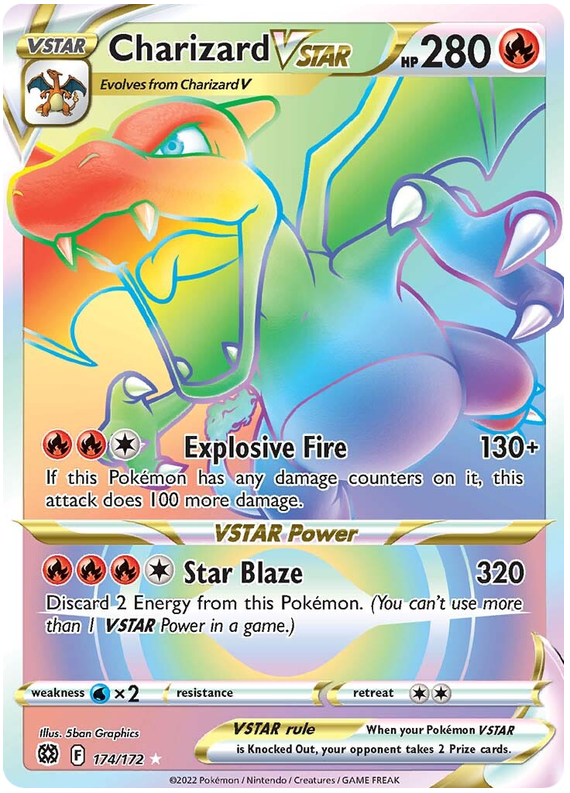 Pokemon Card Brilliant Stars 174/172 Charizard VSTAR Rainbow Rare