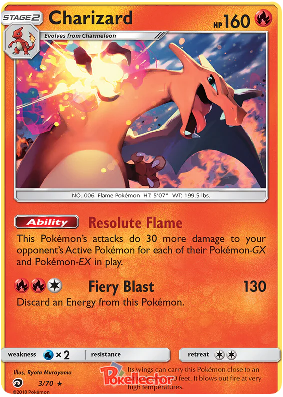 <transcy>Pokemon Card Dragon Majesty 3/070 003/070 Charizard Holo Rare</transcy>