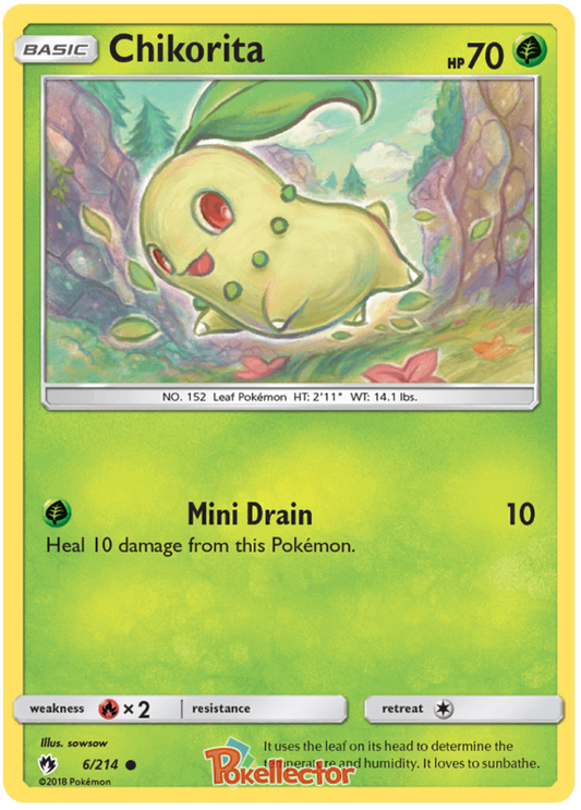 Pokemon Card Lost Thunder 6/214 006/214 Chikorita Common *MINT*
