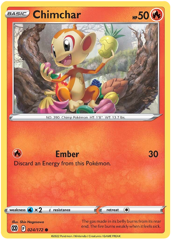 Pokemon Card Brilliant Stars 024/172 24/172 Chimchar Common