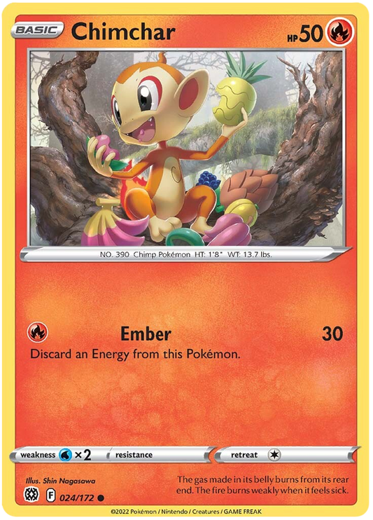 Pokemon Card Brilliant Stars 024/172 24/172 Chimchar Common