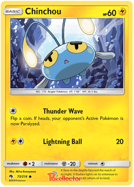 Pokemon Card Lost Thunder 73/214 073/214 Chinchou Common *MINT*