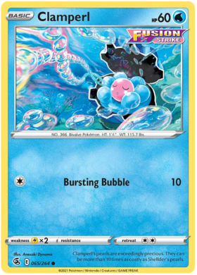 Pokemon Card Fusion Strike 065/264 65/264 Clamperl Common