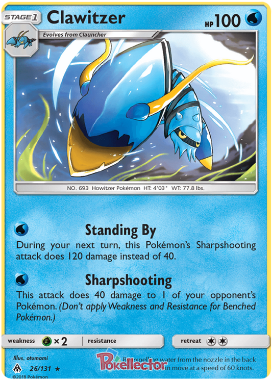 Pokemon Card Forbidden Light 26/131 026/131 Clawitzer Rare *MINT*