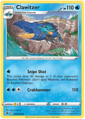 Pokemon Card Fusion Strike 075/264 75/264 Clawitzer Uncommon