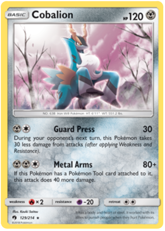 Pokemon Card Lost Thunder 129/214 Cobalion Holo Rare *MINT*