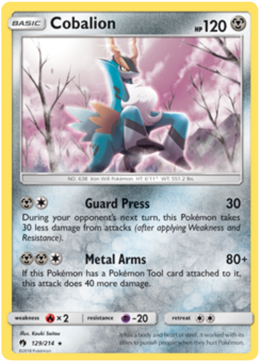 Pokemon Card Lost Thunder 129/214 Cobalion Holo Rare *MINT*