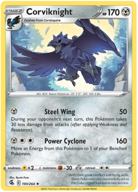 Pokemon Card Fusion Strike 190/264 Corviknight Rare