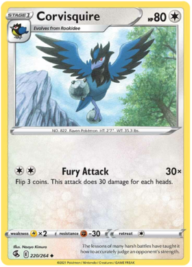 Pokemon Card Fusion Strike 220/264 Corvisquire Uncommon