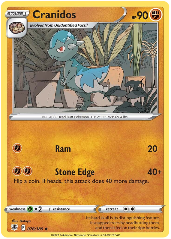 Pokemon Card Astral Radiance 76/189 076/189 Cranidos Uncommon