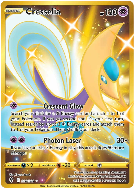 (S) Pokemon Card Evolving Skies 228/203 228/203 Cresselia Secret Rare