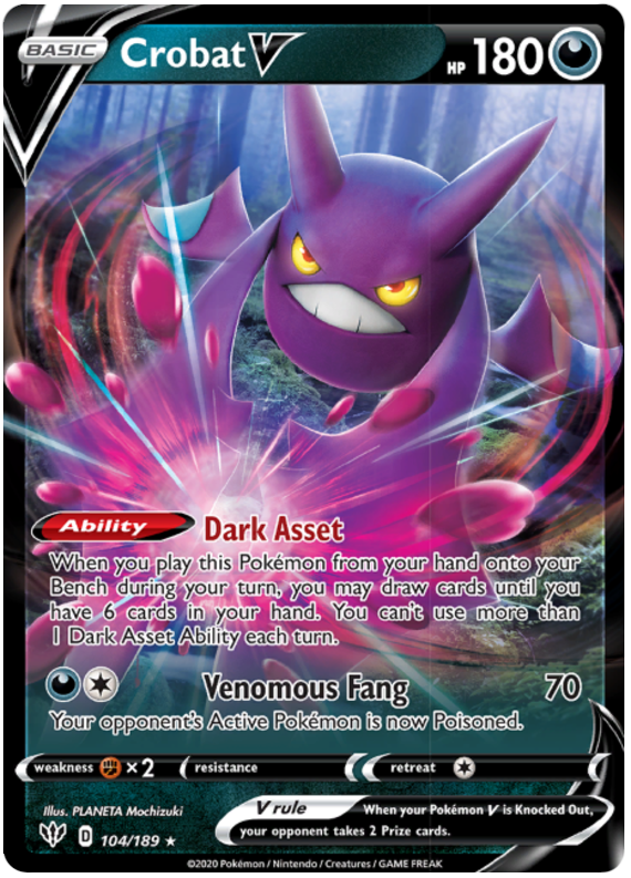 <transcy>Pokemon Card Darkness Ablaze 104/189 104/189 Crobat V Ultra Rare</transcy>