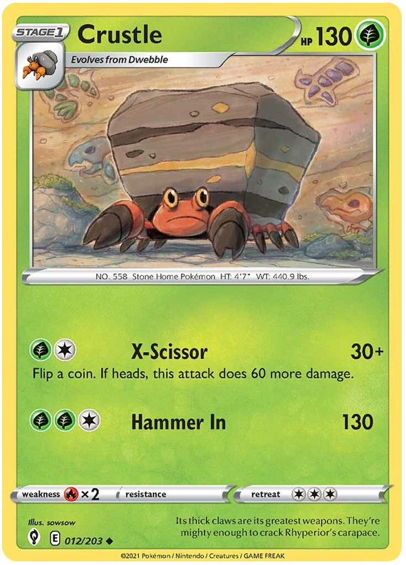 <transcy>Pokemon Card Evolving Skies 12/203 012/203 Crustle Ungewöhnlich</transcy>