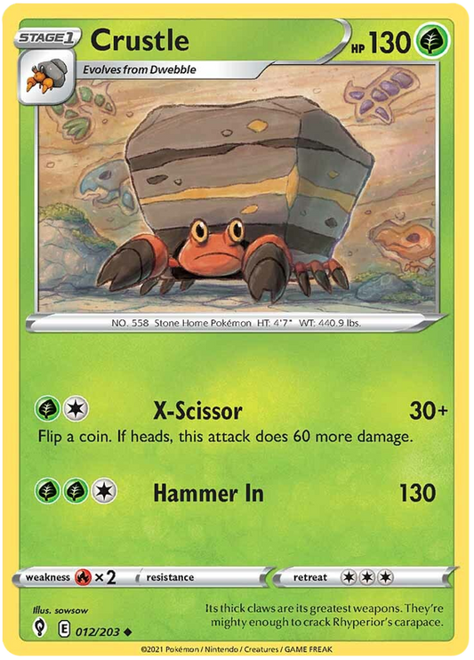 Pokemon Card Evolving Skies 12/203 012/203 Crustle Uncommon