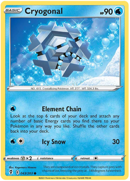 Pokemon Card Evolving Skies 43/203 043/203 Cryogonal Common