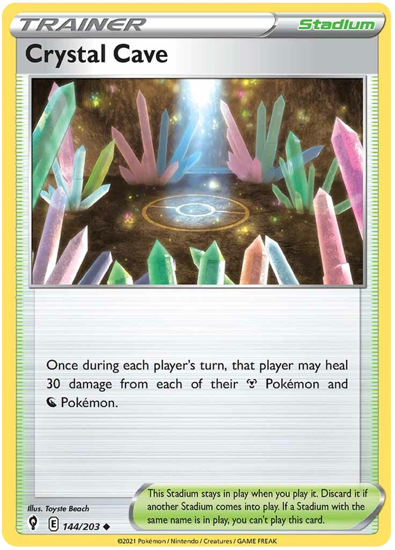 Pokemon Card Evolving Skies 144/203 144/203 Crystal Cave Stadium Uncommon