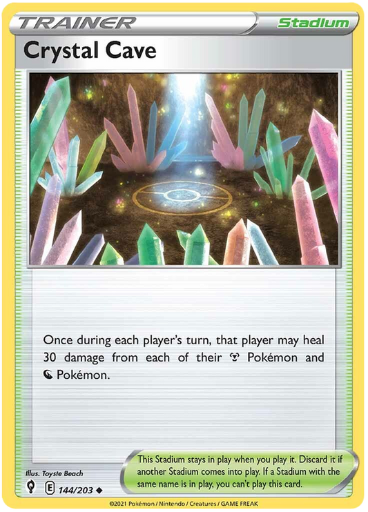 Pokemon Card Evolving Skies 144/203 144/203 Crystal Cave Stadium Uncommon