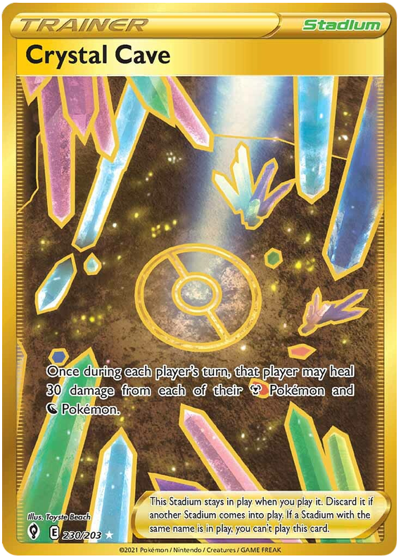 <transcy>لعبة Pokemon Card Evolution Skies 230/203 230/203 Crystal Cave Stadium Secret Rare</transcy>