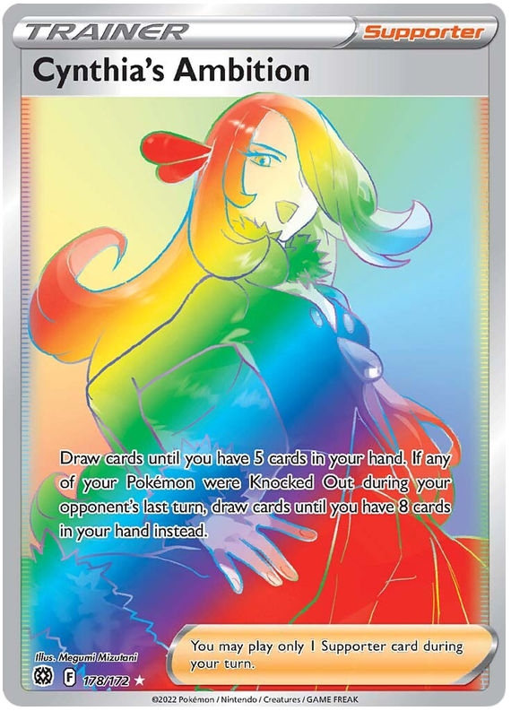 Pokemon Card Brilliant Stars 178/172 Cynthia's Ambition Rainbow Rare