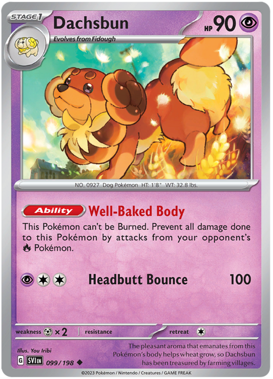 Pokemon Card Scarlet & Violet 099/198 99/198 Dachsbun Uncommon *MINT*