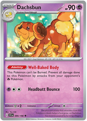 Pokemon Card Scarlet & Violet 099/198 99/198 Dachsbun Uncommon *MINT*