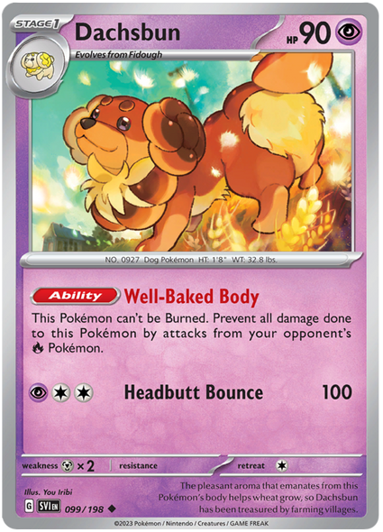 Pokemon Card Scarlet & Violet 099/198 99/198 Dachsbun Uncommon *MINT*