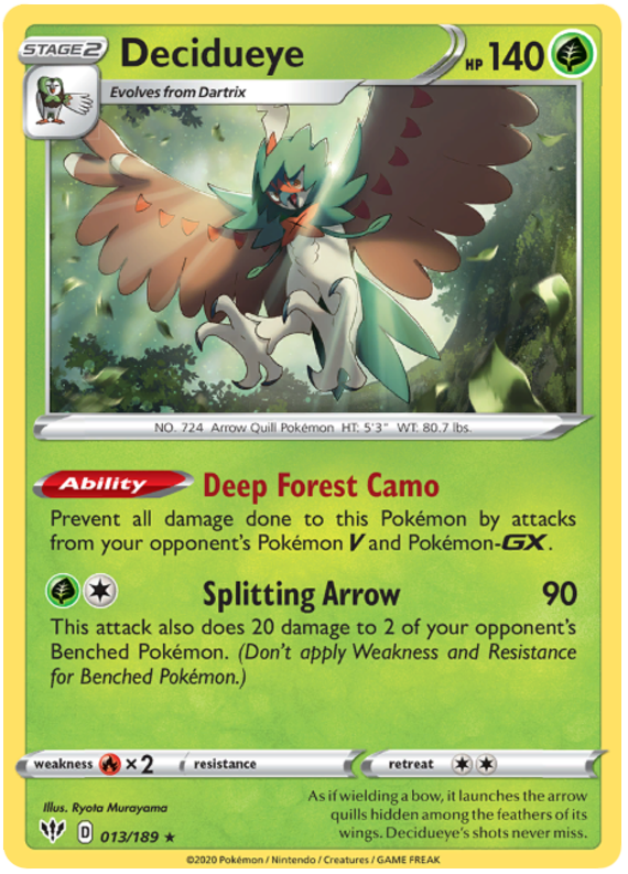 Pokemon Card Darkness Ablaze 13/189 013/189 Decidueye Holo Rare