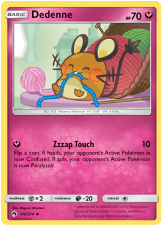 Pokemon Card Lost Thunder 142/214 Dedenne Uncommon *MINT*